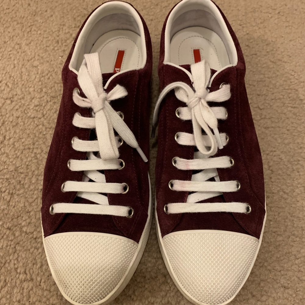 Prada sneakers maroon color